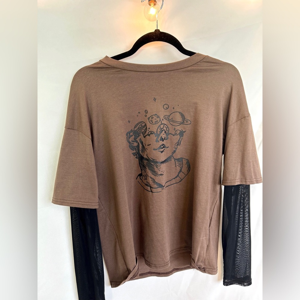 T-shirt with mesh long sleeve. Never worn.